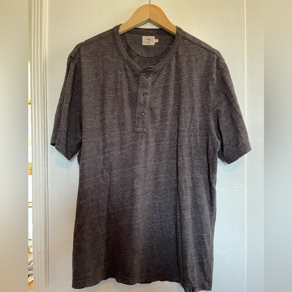 Faherty cloud short sleeve henley L